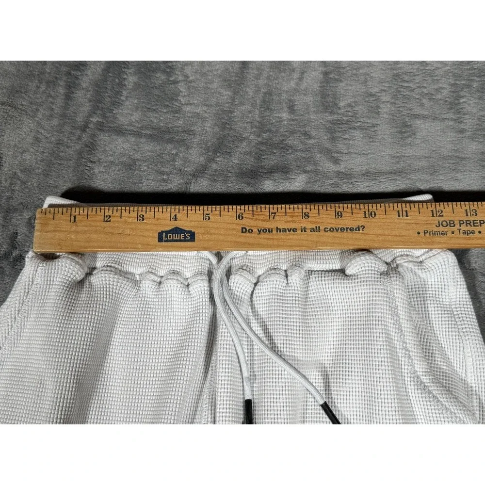 YoungLA Pants Mens Medium Gray Thermal Waffle Knit Joggers Pockets Elastic Waist